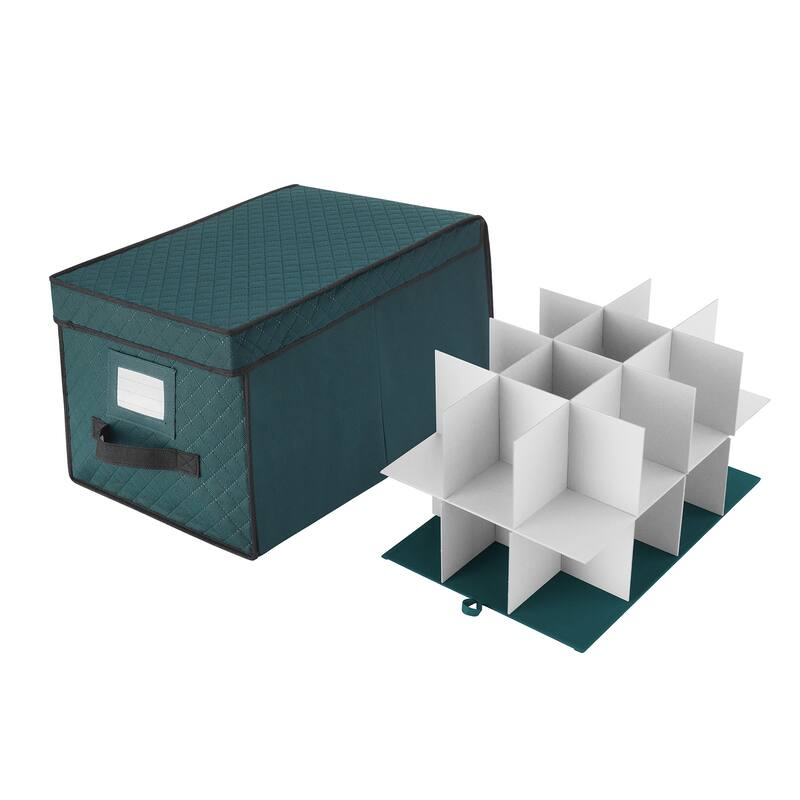 Ornament Storage Box - Flip Top Organizer Cube With 24 Individual Compartments and Dividers by Elf Stor (Green)