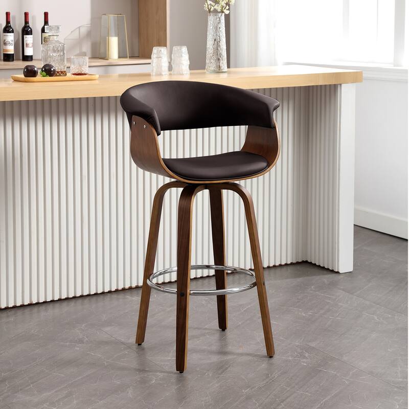 Modern Swivel Bar Stools Upholstered Counter Height Stools, Set of 2
