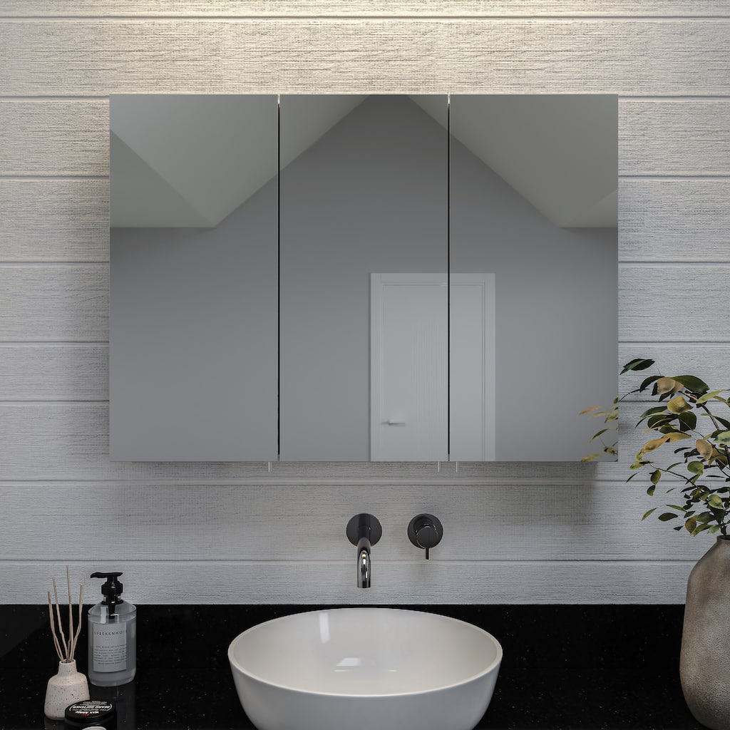 Croydex Brantley Triple Door Aluminum Medicine Cabinet, Easy Install, Surface Mount or Recessed 36W x 26H
