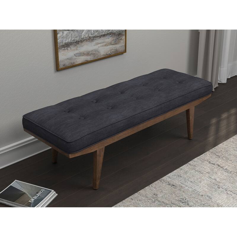 Wilson Taupe and Natural Upholstered Tufted Bench