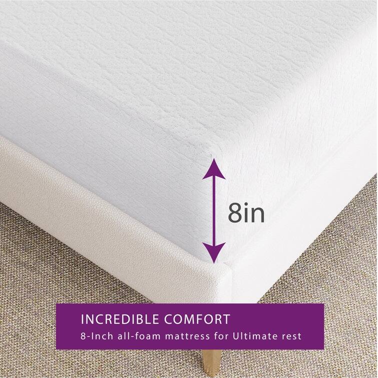 8" Medium Gel Memory Foam Mattress Infused with Green Tea