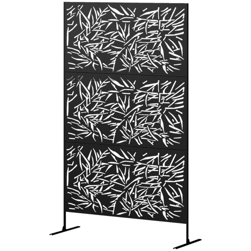 Steel Outdoor Garden Privacy Screen with Trellis and 3 Panels - 48" L x 17.7" W x 78" H