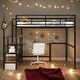 preview thumbnail 2 of 11, Full Size Loft Bed with Desk , Heavy Duty Metal Loft Bed Full with Shelves, Full Loft Bed Frame for Kids,Teens,Black
