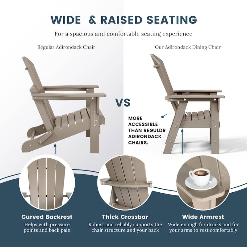 Laguna Hdpe All Weather Outdoor Patio Adirondack Dining Chair With Arms