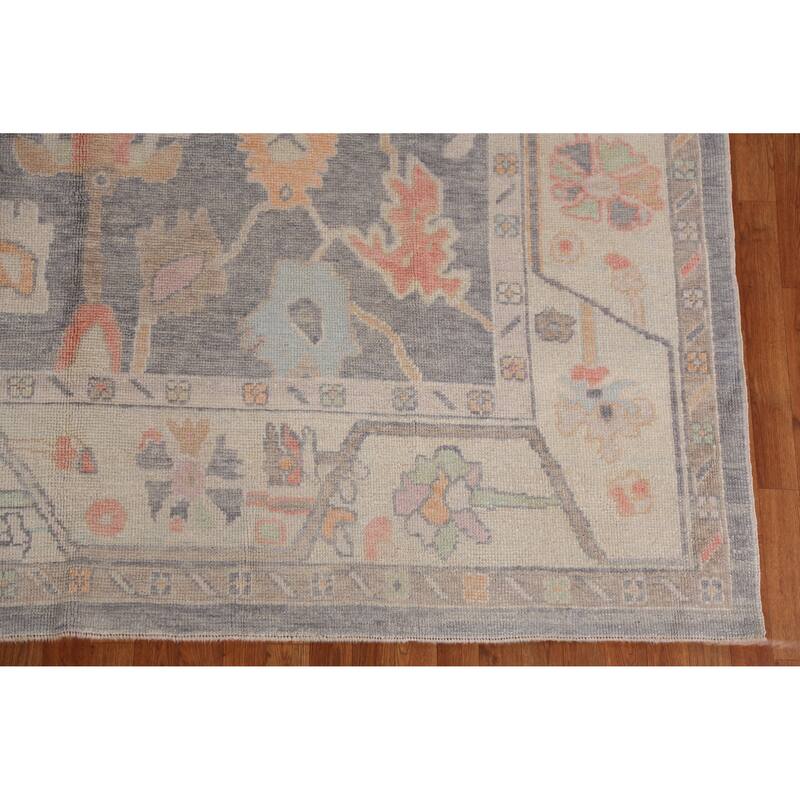 Hand Knotted Oriental 100% Wool Carpet Transitional All-Over Greys & Charcoal Oushak Area Rug - 11' 11'' X 9' 2''