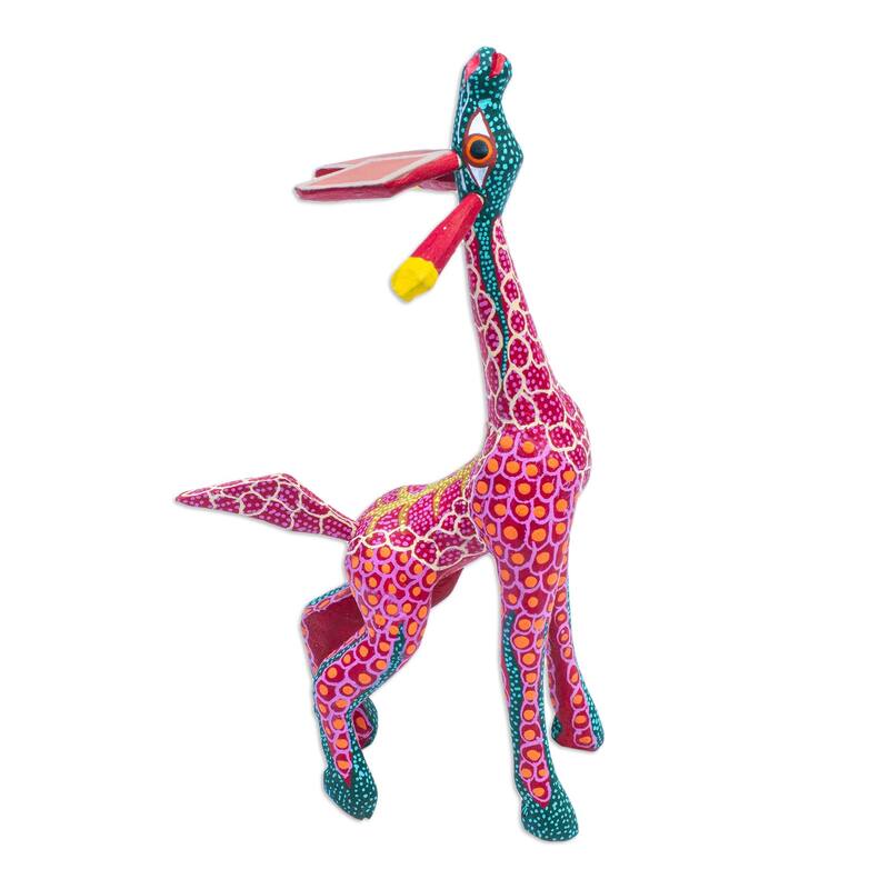 Novica Handmade Stargazing Giraffe In Red Wood Alebrije Sculpture