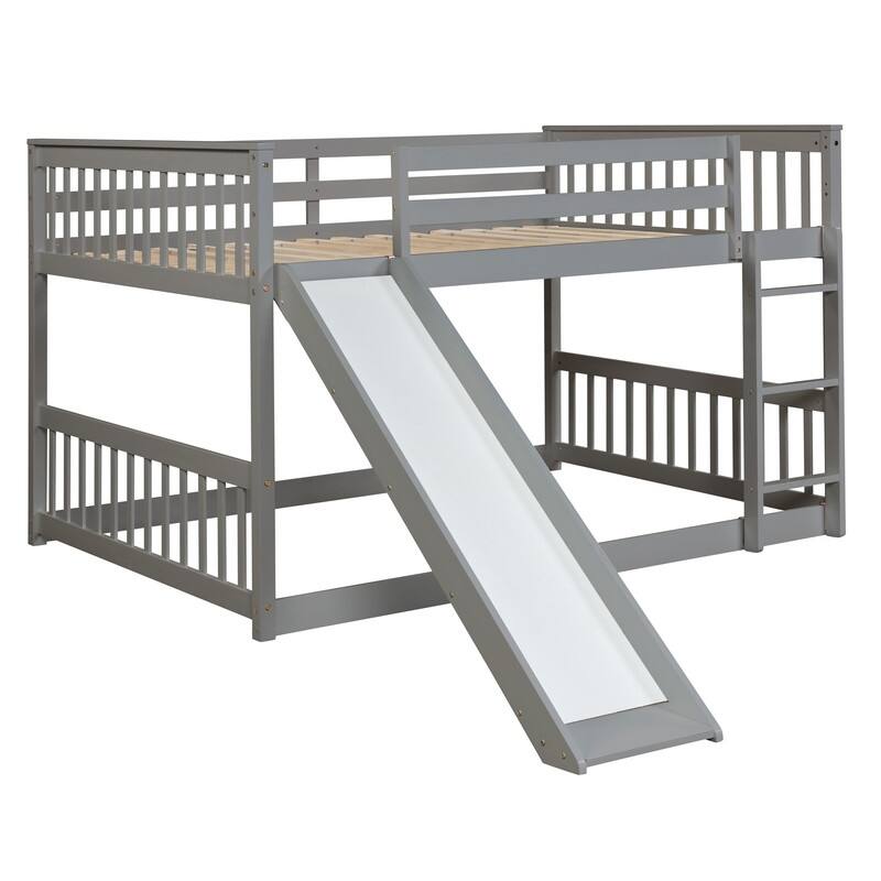 Full over Full Low Bunk Bed with Slide and Ladder