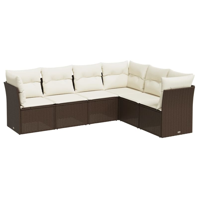vidaXL Garden Sofa Set Brown PE rattan Large Adjustable Feet - 24.4 x 24.4 x 27.2