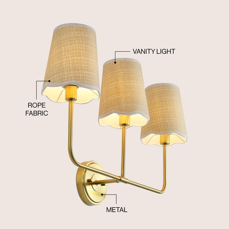 Lila Scalloped Fabric Shade/Metal LED Vanity Light