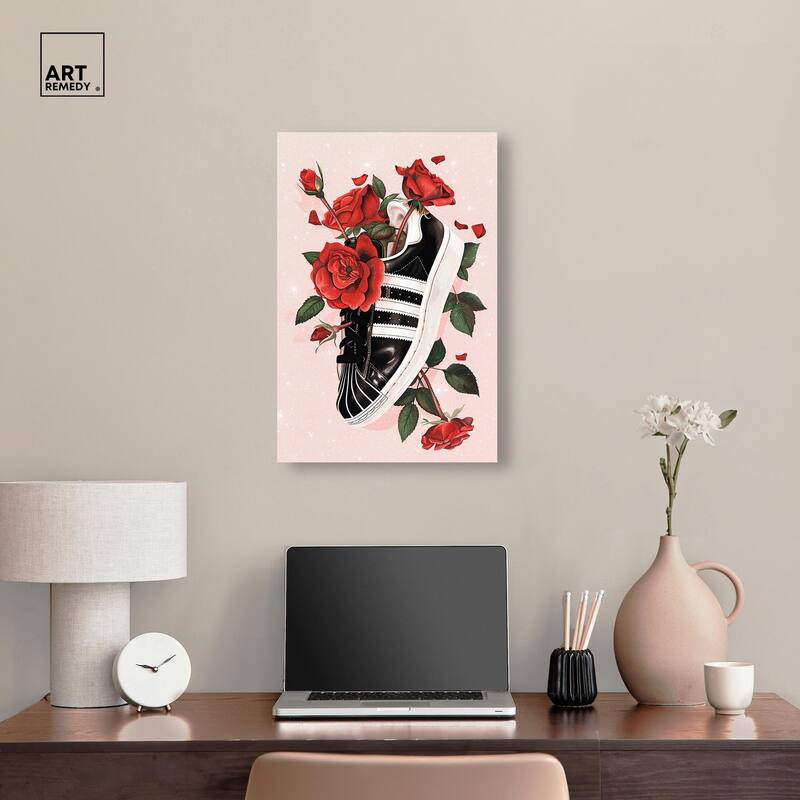 Sporty Sneaker Flowers Canvas by Art Remedy, Gallery Wrapped