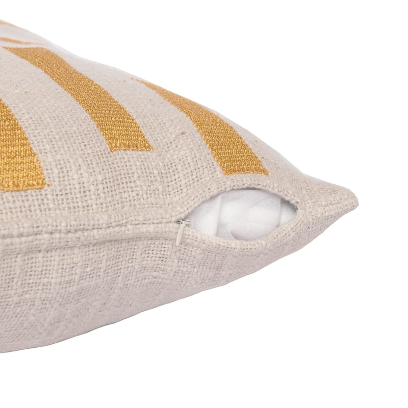 Handwoven Geometric Abstract Square Throw Pillow - 20" - Yellow and Cream