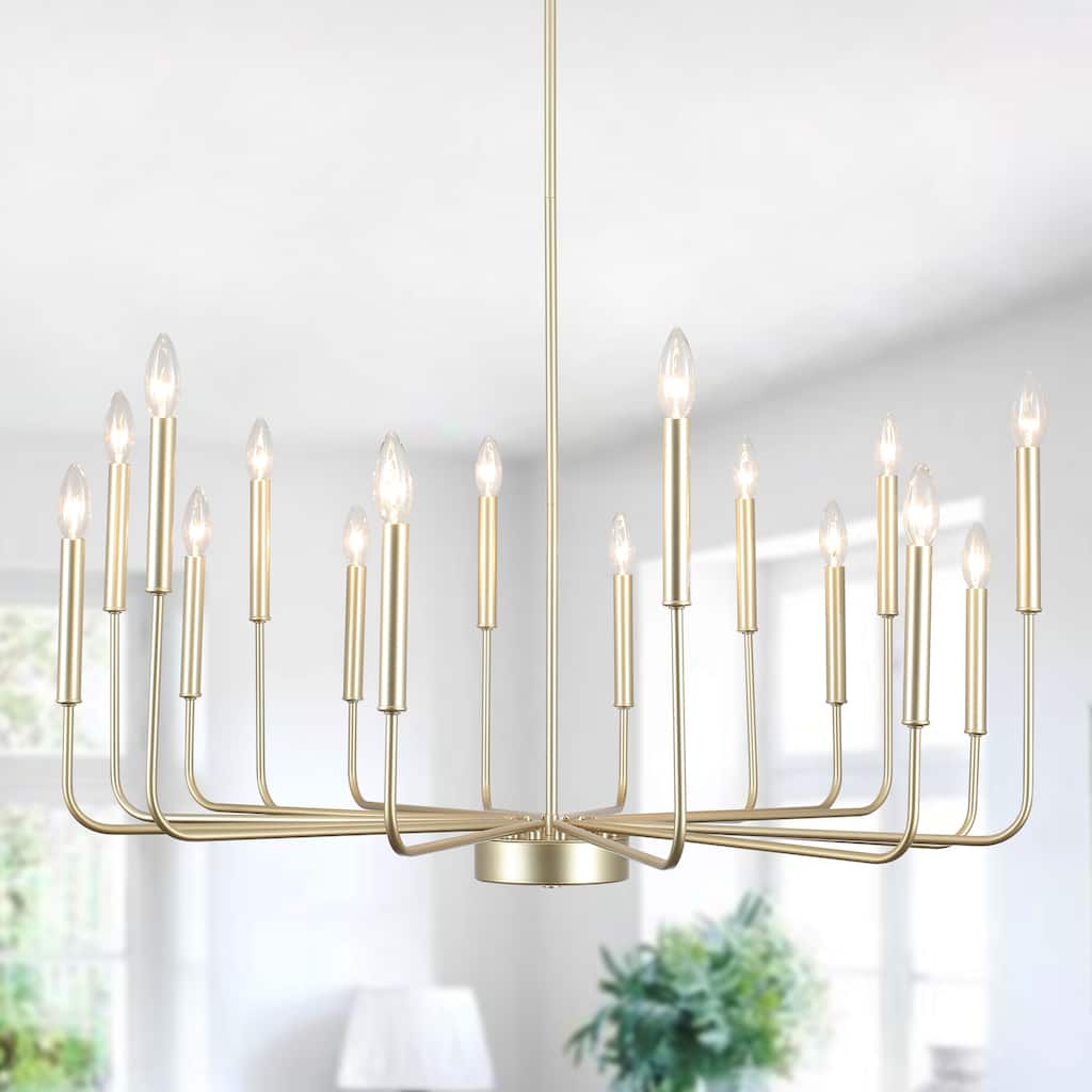 16-Light Metal Rustic Modern Candle Chandelier Fixturesfor Living Room Kitchen Foyer Bedroom