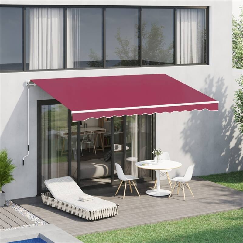 Retractable Patio Polyester Awning with Adjustable Handle and UV Rain Protection for Patio or Balcony - 116.25" W x 96.5" D