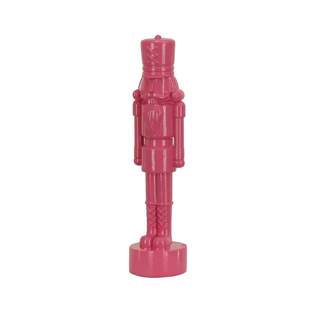 National Tree Company 23 in. HGTV Home Collection Resin Christmas Themed Nut Cracker, Pink