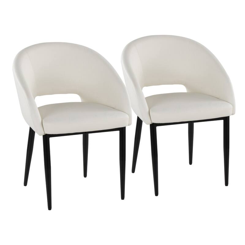 Renee Upholstered Chair - Set Of 2 - White Faux Leather/Black Finish