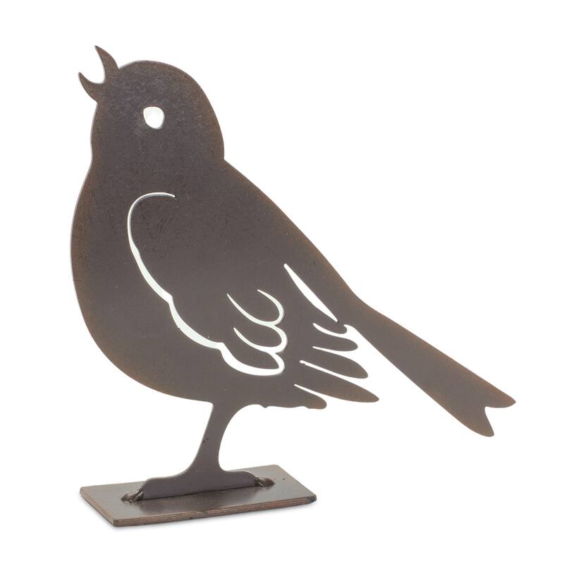 HomeRoots Set Of Four 6" Brown Metal Bird Bird Figurine - 1.25' X '6.25' X '5.5