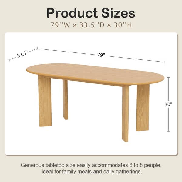Solid Wood Oval Dining Table for 6-8 People Nordic style - Bed Bath ...