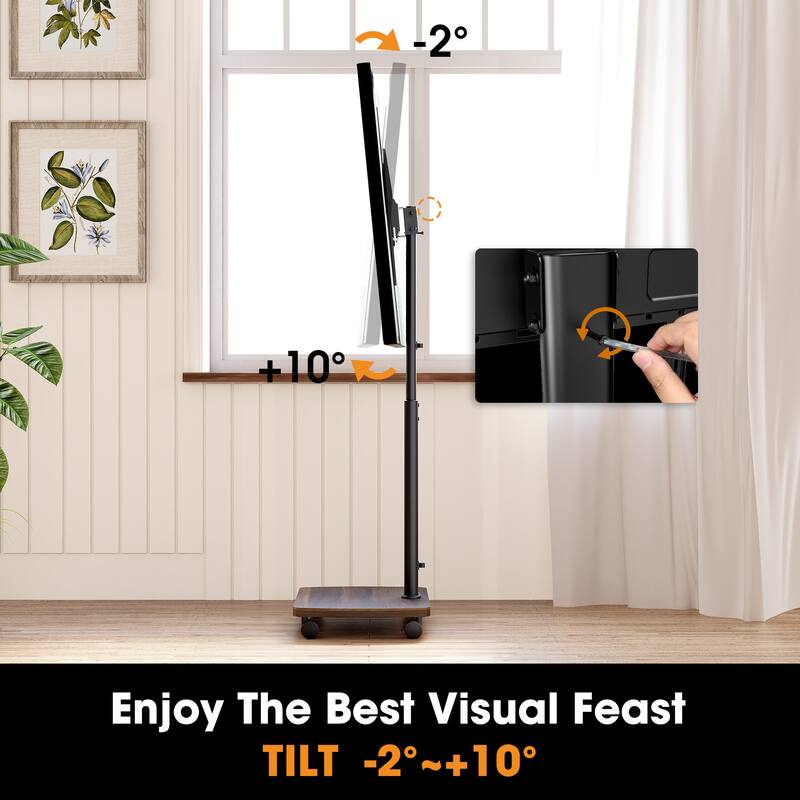 AOKCOS Modern Rolling TV Stand with Wheels for 32 to 65 inch TVs
