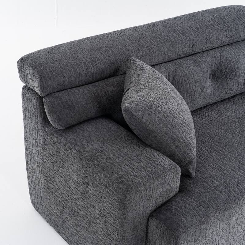 4-seater Dark Gray Compression Sofa, Fabric & Foam+Spring, 103x36x30 inches