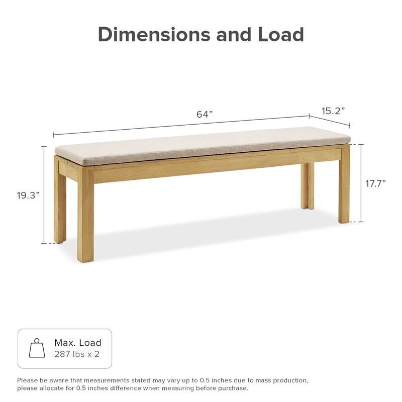 Mopio Logan Upholstered Beige Dining Bench
