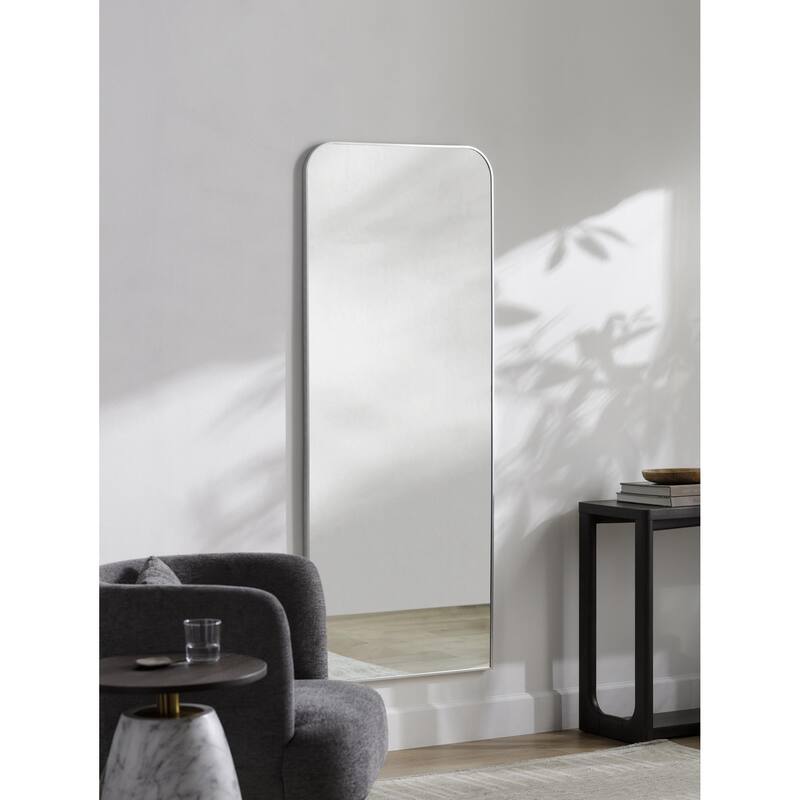 Livabliss Aranya Modern Aluminum Full Length Squared Arch Mirror - 67"H x 28"W x 1"D - Silver/Chrome