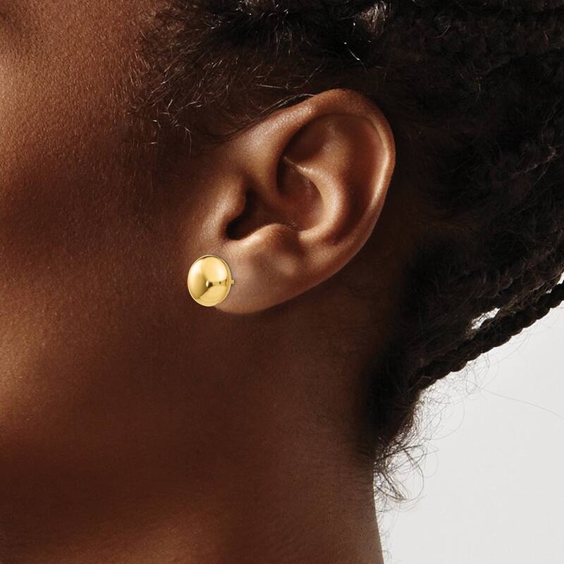 Curata 14k Yellow Gold Polished 10.5mm Button Post Earrings
