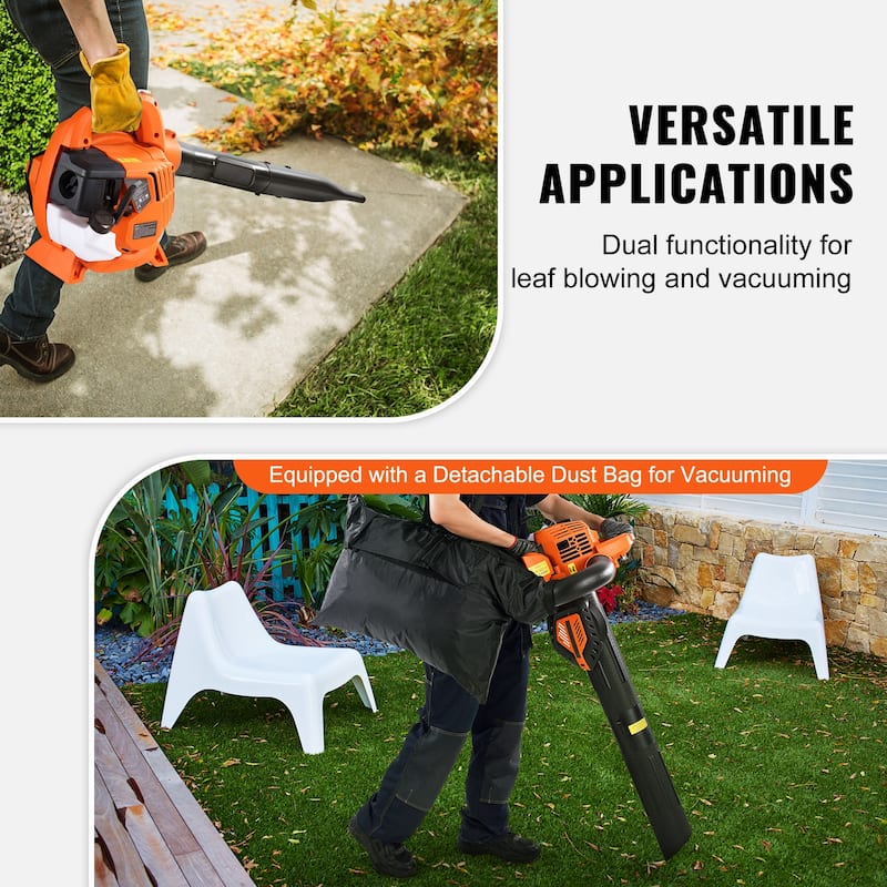 Leaf Blower Ideal for Lawn Care, Leaf Cleaning, and Snow Removal - 26CC 2-Cycle 7000 RPM