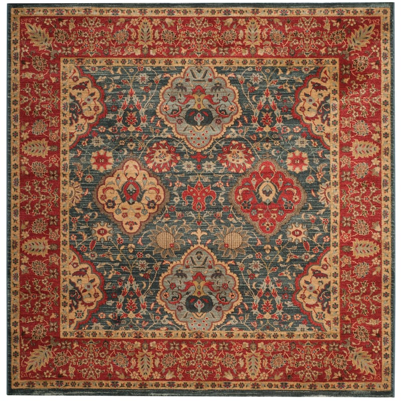 SAFAVIEH Mahal Jacquelyn Traditional Oriental Rug - 9' Square - Navy/Red