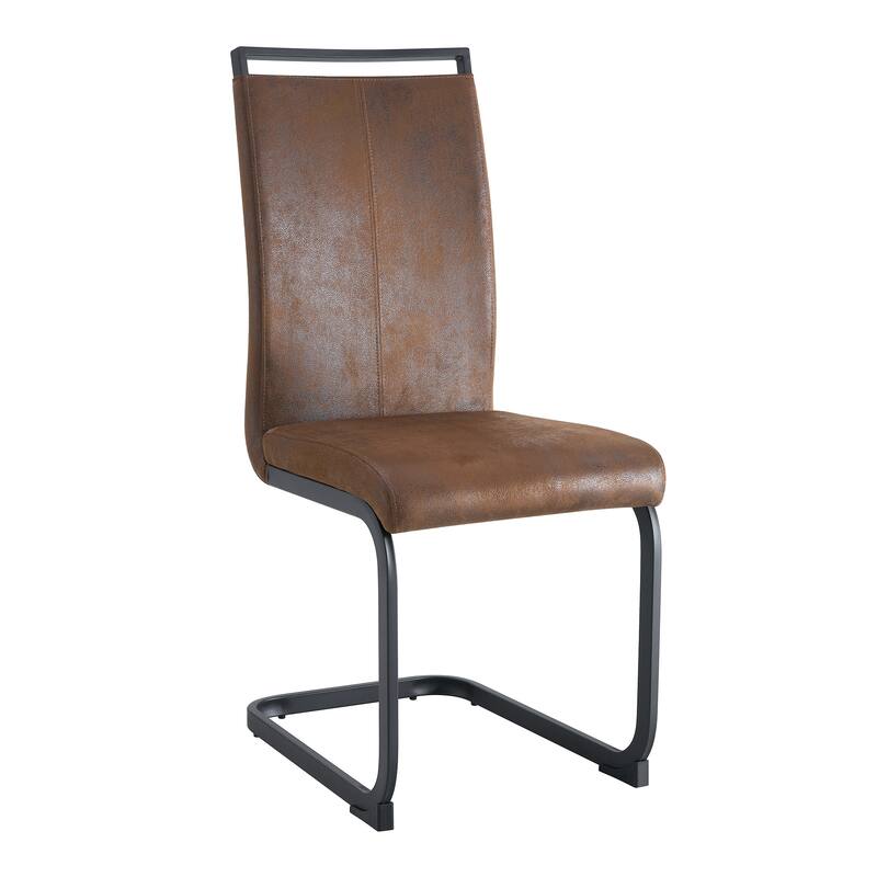 Retro Suede-Like Tech Fabric Dining Chairs with Sturdy Metal Legs, Ergonomic Arc Backrest, Reinforced Frame