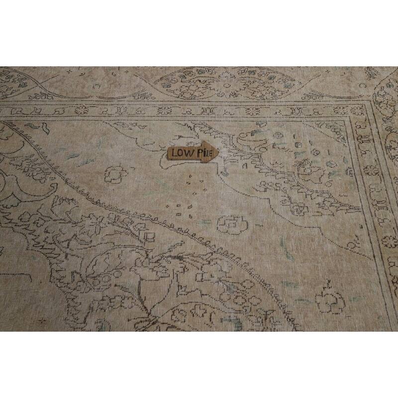 Vintage Distressed Tabriz Persian Area Rug Hand-Knotted Wool Carpet - 7'4" x 10'7"