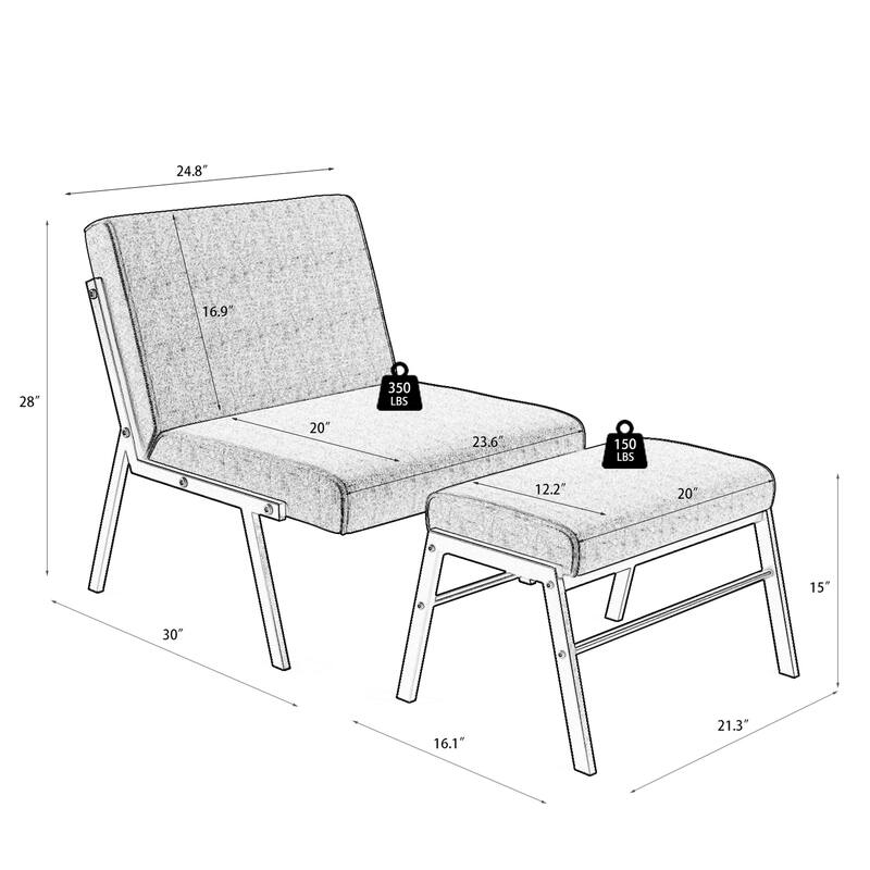 Accent Chair with Ottoman, Modern Upholstered Accent Chair, Linen Sofa