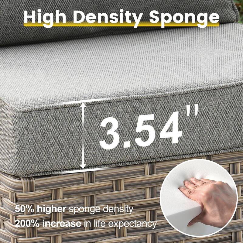 XIZZI 8-Piece Outdoor Wicker Furniture Sectional Set with Firepit