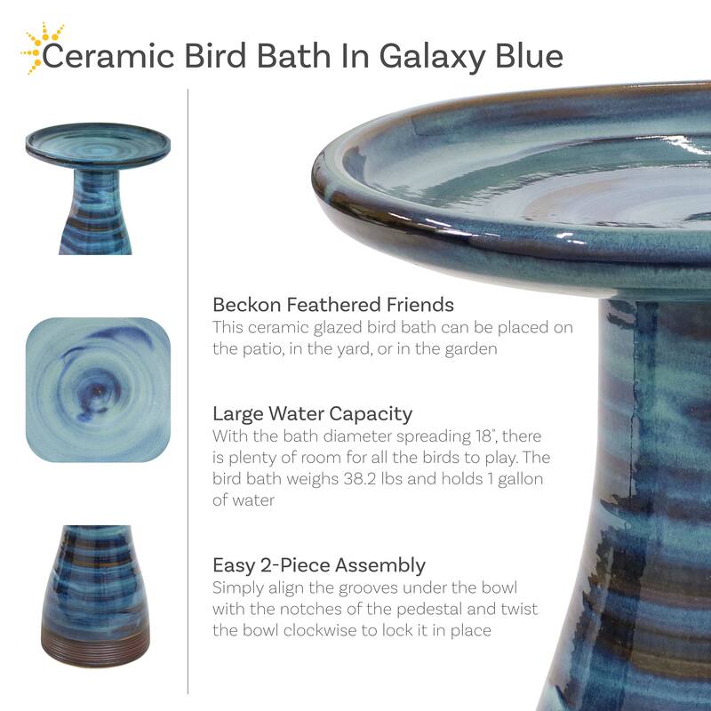 Sunnydaze Duo-Tone Ceramic Bird Bath