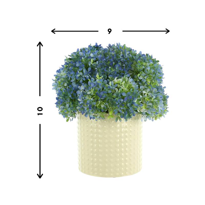 Hydrangea Floral Arrangement in a Ceramic Vase - Blue, Cream