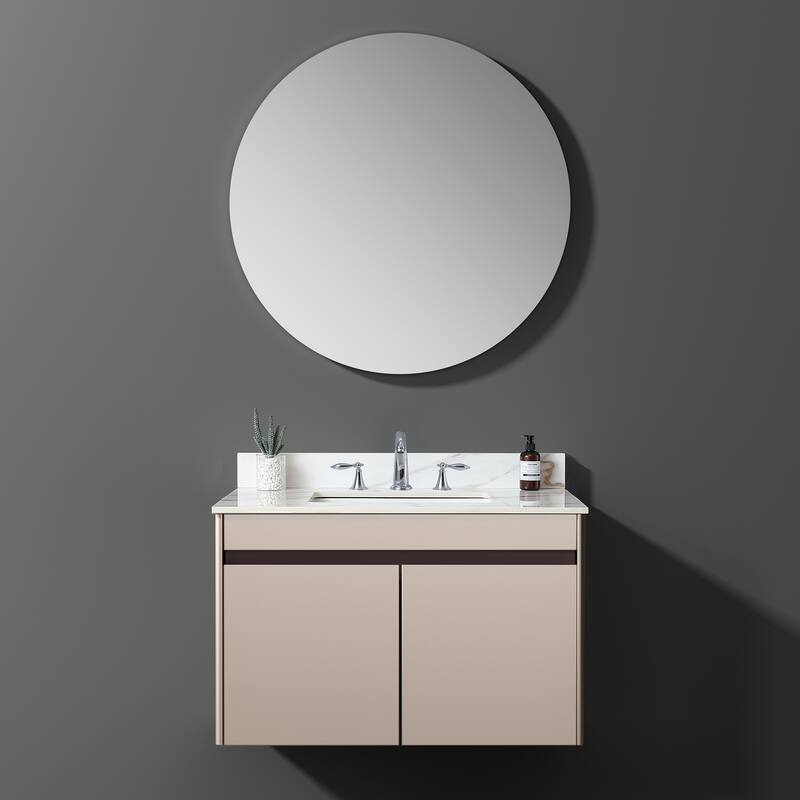 31 Inch Marble Vanity Top,Bathroom Vanity Top with Undermount Rectangular Middle Sink and 4 Inch Height Backsplash