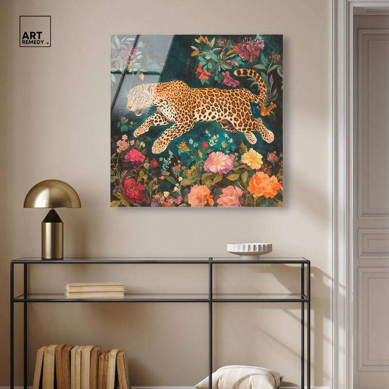 Tigers and Blooms Acrylic by Art Remedy, Ready to Hang