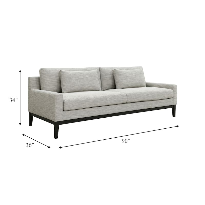 Sagebrook Home Elegant Oak Wood 3-Seat Upholstered and Bolstered Sofa - 90" x 36" x 34"