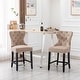 preview thumbnail 1 of 36, Carter 24" Wingback Tufted Nailhead Counter Stool (Set of 2) Taupe