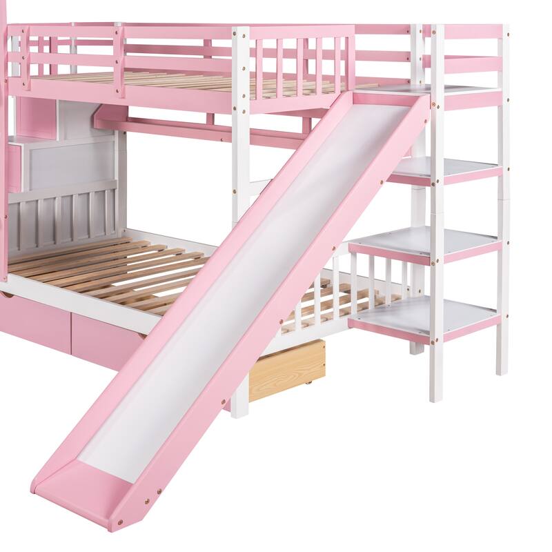 Twin-Over-Twin Castle Style Bunk Bed