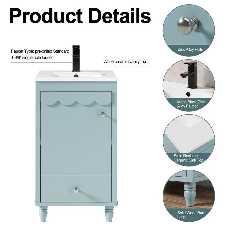 Lace Trim Freestanding Bathroom Vanity Set - Perfect for Bathrooms