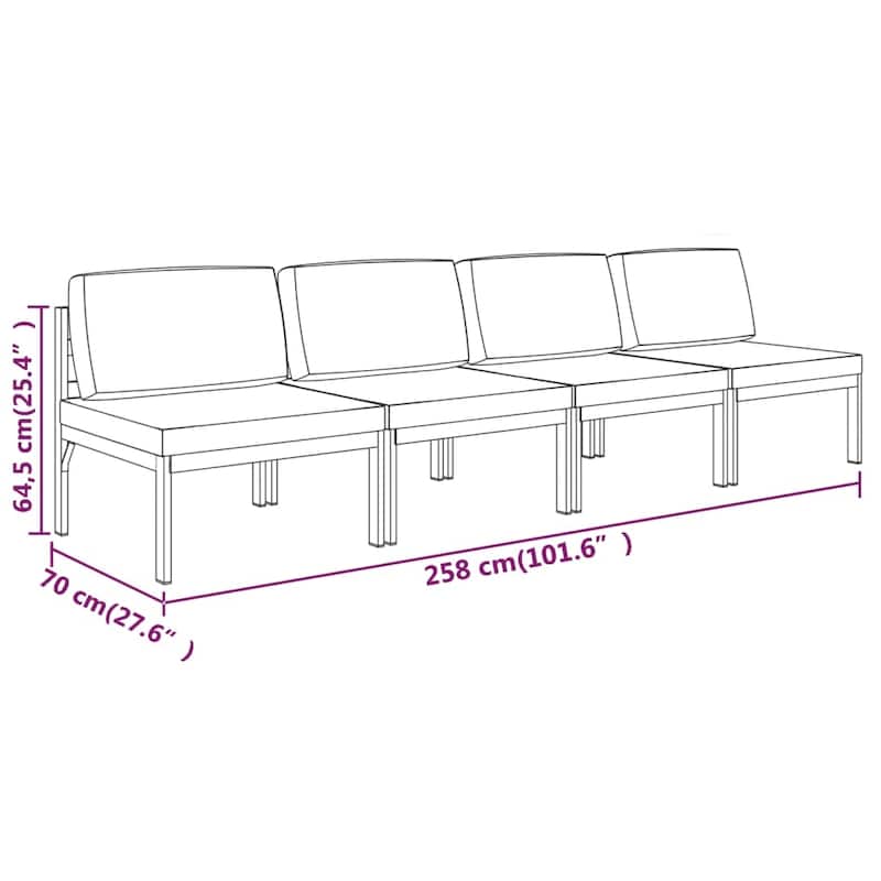 vidaXL Patio Sofa with Cushions Aluminum Anthracite