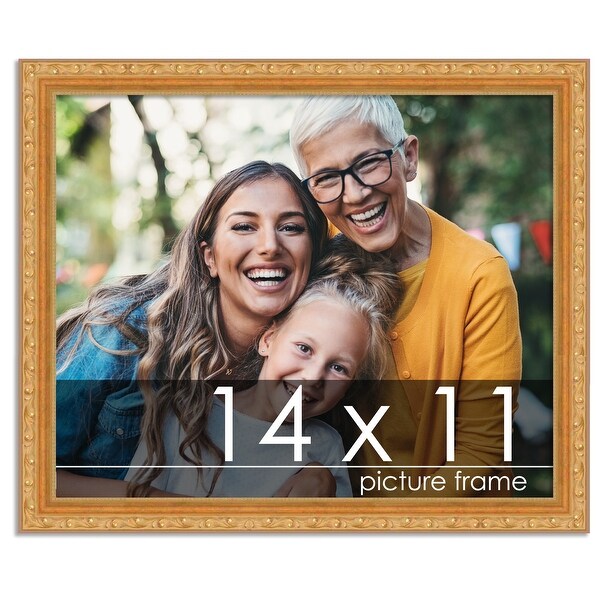 14x11 Traditional Gold Complete Wood Picture Frame with UV Acrylic