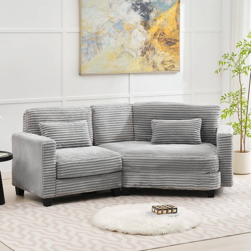 Multi-seat(3/4/5 seats) Corduroy Sectional Sofa, Modular Couch for Living Room & Business