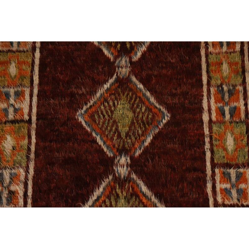 Hand Knotted Oriental 100% Wool Carpet Modern Tribal Red Moroccan Area Rug - 10' 0'' X 6' 9''