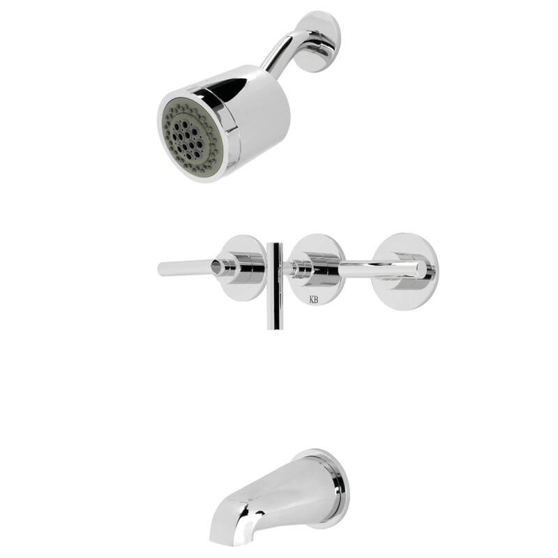 Kingston Brass Manhattan Three-Handle Tub and Shower Faucet - Polished Chrome