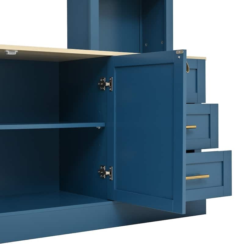 102.3" Farmhouse 4-Piece Entertainment Center Wall Unit with Adjustable Shelves,6 Drawers