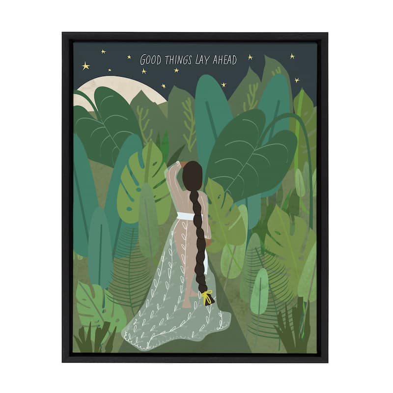Kate and Laurel Sylvie Lady Forest Framed Canvas by Queenbe Monyei - 18x24 - Plastic - Black