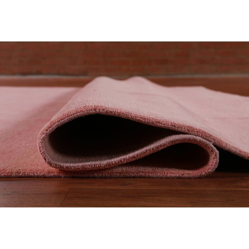 Hand Knotted Oriental 100% Wool Carpet Modern Solid Pink Gabbeh Area Rug - 12' 5'' X 9' 0''