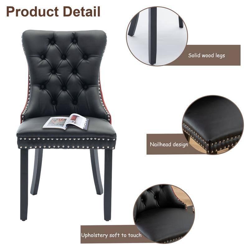 Modern Tufted Velvet Upholstered Nailhead Dining Chair Set of 6