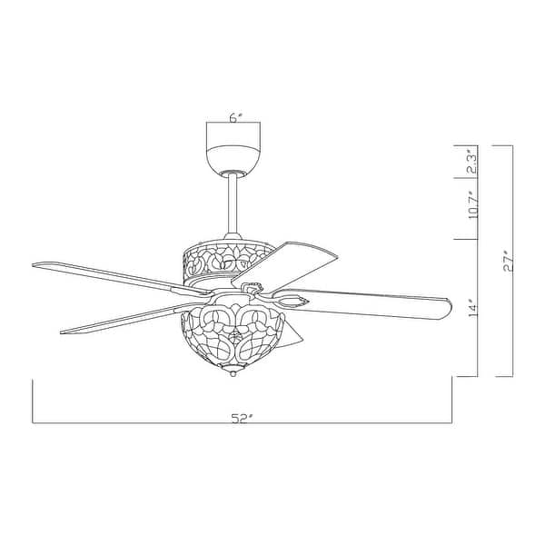 Warehouse of Tiffany Zaina 5-Blade Lighted Ceiling Fan 2-Tier Tiffany Style Glass
